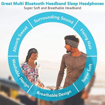 Spí Slúchadlá Bluetooth hlavový most Potlačením Hluku Spanie Oko Patch Mäkké Spanie Bezdrôtový Hudbu, Šport, Čelenky BM