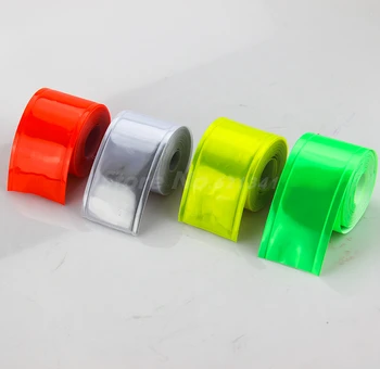 Strieborné Reflexné Páska PVC Pásu Prúžok Výstražné Pásky Šiť Na Oblečenie, Čiapky, Tašky 50mm (2