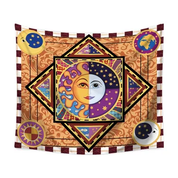 Sun & Moon Tarot Psychedelic Gobelín Polyester Textílie Indickej Hippie České Tlače Domova Stene Visí Gobelín 59
