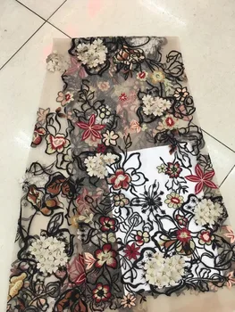 Svadobné čipky textílie 3D kvety francúzsky Afriky textílie, čipky na šaty korálky tylu čipky Nigérijský textílie RF25211