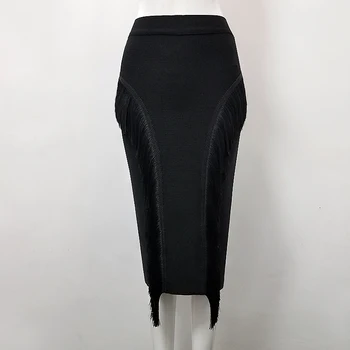 Swtao Ženy Móda Strapec Obväz Sukne 2021 Dizajnér Trendy Mini Party Midi Ceruzku Sukne
