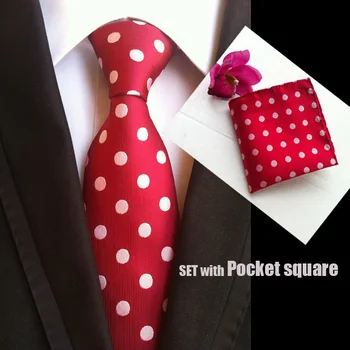 TOP módne kravatu 8cm formálne príležitosti kravata svadobné gravata červená s ružovými bodkami
