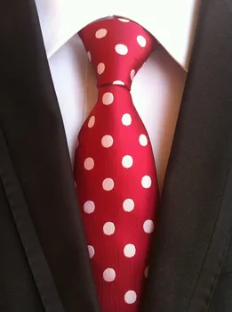 TOP módne kravatu 8cm formálne príležitosti kravata svadobné gravata červená s ružovými bodkami