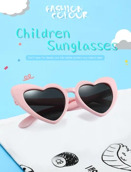 TR90 Deti Polarizované slnečné Okuliare Deti Srdca Slnečné Okuliare Dievčatá Chlapci Silikónové UV400 Dieťa Zrkadlo Dieťa Okuliare Gafas 2019