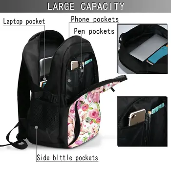 Tašky, Školské Tašky Pre Chlapca, Dievča TeenagerCute Ošípaných Akvarel USB Nabíjanie Počítač, Notebook Späť Pack