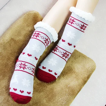 Teplé Fleece Linajkované Zimné Mäkké Črievičku Ponožky Vianoce S Non Slip pre Mužov, Ženy, d88