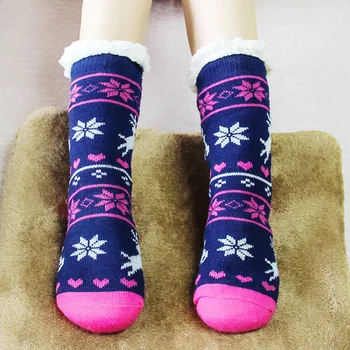 Teplé Fleece Linajkované Zimné Mäkké Črievičku Ponožky Vianoce S Non Slip pre Mužov, Ženy, d88