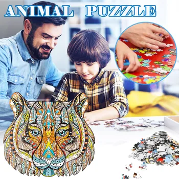 Tiger Zvierat Puzzle, Skladačka Pre Dospelých A Deti, Vzdelávacie Dovolenku Dar Nepravidelný Jedinečný Tvar Drevené Puzzle Montessori Rompecab