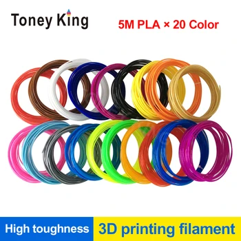 Toney Kráľ 20Color*5m 3D Pero Špeciálne 1.75 mm CHKO Vlákna 3D Tlač Materiálu, 3D Tlačiarne, Náplne Modelovanie Stereoskopické 100m