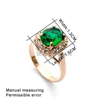 Top Kvalita Zlatá Farba Prst Krúžky Elegantné Šperky Značky CZ Zelená Rakúskeho Kryštálu Pre Ženy, Veľkoobchod