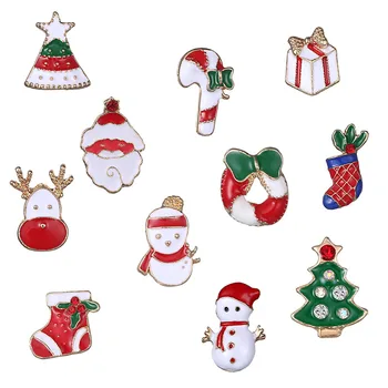 Tvorivé Vianočné Brošne Cute Santa Claus Klobúk, rukavice Zvony Ponožky Šišky Candy Smalt Pin Odznaky Brošňa Vianočné Darčeky