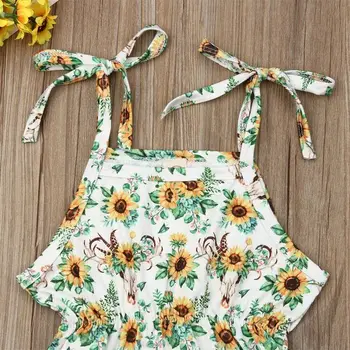 UK Novorodenca Dievčatá Oblečenie Strappy Kvetinový bez Rukávov Romper Kombinézach Oblečenie Oblečenie Sunsuit