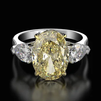UNICE Luxusné S925 Mincový Striebro Zirconia Vysokým počtom atómov Uhlíka Diamant 10cts Oválne 10x14mm Jemné Šperky, Snubné Prstene Pre Ženy