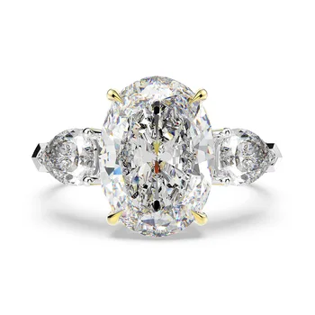 UNICE Luxusné S925 Mincový Striebro Zirconia Vysokým počtom atómov Uhlíka Diamant 10cts Oválne 10x14mm Jemné Šperky, Snubné Prstene Pre Ženy
