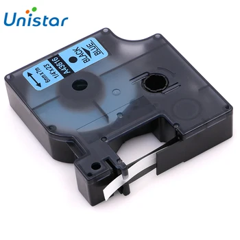 UNISTAR 2 KS 43616 6 mm Čierna na Modrej Pre Dymo LabelManager Kompatibilný pre DYMO D1 Štandardné Označenie Páskou 1/4