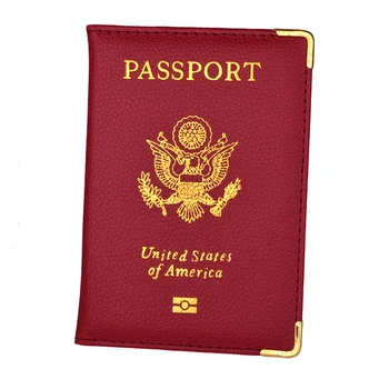 USA Muži Ženy PU Kožené Cestovné Držiteľa Pasu Chránič Zahŕňa Organizátor Držiteľ Kreditnej Karty Prípade Peňaženka pre Ameriku