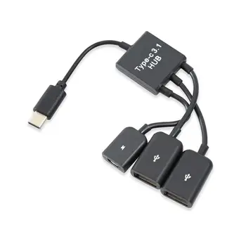 USB 3.1 Typ C Mužov a 2 Dual USB 2.0 Žena + Micro-USB Ženské 3 v 1 OTG HUB