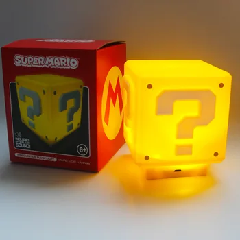 USB Anime Super Mario Hra, otáznik Zvuk LED Nočné Svetlo Deti Spálňa, Nočná Lampa Domov Lampara Darček stolná Lampa