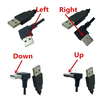 USB Kábel USB Type A Male na Male USB 2.0 šikmého Predlžovací Kábel pre Chladič Pevného Disku USB 2.0 Koleno Kábel Extender 25 cm
