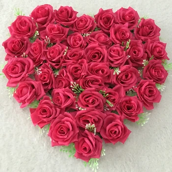Umelé ruže lásky srdce veniec hodváb ruže kvet s plastovým rámom 40*40 cm miesto konania svadby, výzdoba domov hotel veniec lásky