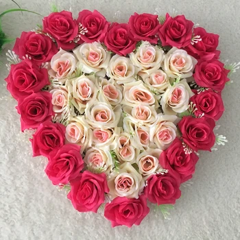 Umelé ruže lásky srdce veniec hodváb ruže kvet s plastovým rámom 40*40 cm miesto konania svadby, výzdoba domov hotel veniec lásky