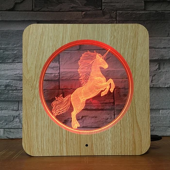 Unicorn Kôň 3D LED Plastové Nočné Svetlo DIY Prispôsobené Lampa stolná Lampa Deti Farby Darček Domova DropShipping 1958