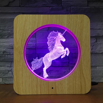 Unicorn Kôň 3D LED Plastové Nočné Svetlo DIY Prispôsobené Lampa stolná Lampa Deti Farby Darček Domova DropShipping 1958