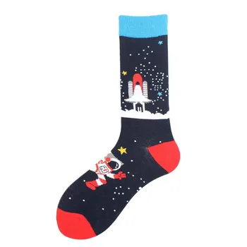 Unisex Štýl Maľby Astronaut muž Ponožky Bavlna Harajuku Farebné Full Ponožky Žien Priestor Streetwear 1 Pár, Veľkosť 38-46