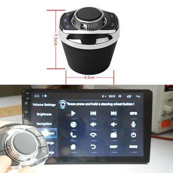 Univerzálny Auto Bezdrôtového Volantu Ovládacie Tlačidlo s LED Svetlom 8-Tlačidlo Funkcie pre Auto Android Navi Hráč Auto