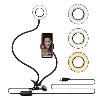 Univerzálny Selfie Krúžok Svetlo s Flexibilným Mobilný Telefón Majiteľa Lenivý Držiak Stolná Lampa LED Svetlo pre Živé vysielanie Úrad Kuchyňa