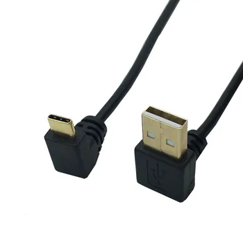 Up & Down Uhle 90 Stupňov, pozlátené USB 3.1 typ-c, USB Samec na USB muž Údaje Nabíjanie konektor Kábla 25 cm pre Tablet telefón