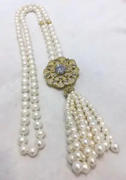 Ušľachtilý jewelr 4-5mm 8-9 mm 9 mm-10 mm prírodná biela perlový náhrdelník prívesok
