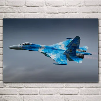 V pohode SU 27 flanker b ukrajinskej fighte vojenské lietadlá umelecké diela obývacia izba domov wall art dekor drevo rám textílie plagát KN894