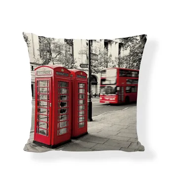 Vankúše Londýnsky Big Ben Červený Autobus Stánku Gauč Dekor Obývacia Izba Nákupné Kluby Krásy Stoličky Záhrada Britský Štýl Obliečok