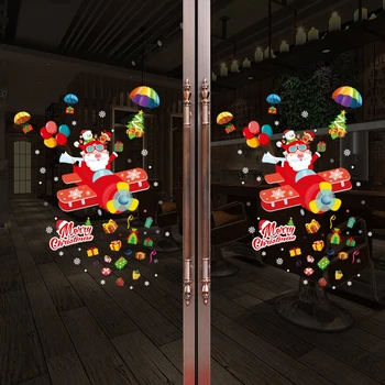 Veselé Vianoce Samolepky na Stenu Santa Claus Okno Izba Dekorácie PVC 2020 Vianočné Ozdoby Pre Domáce Nový Rok 2021 Vymeniteľné