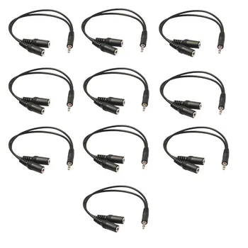 Veľa 10pcs 3,5 mm Samec na Dual Samica Konektor Jack Audio Stereo Kábel na Slúchadlá Slúchadlá Mikrofón Splitter Konektor Extender Kábel