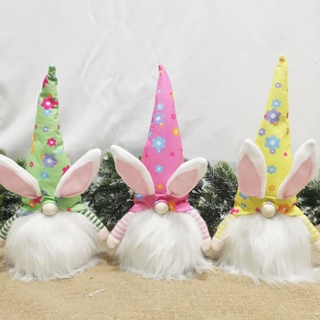 Veľkonočný Zajačik Gnome s LED Svetlo, Ručné švédsky Tomte Králik Plyšové Hračky, Bábiky Ozdoby Holiday Home Party Dekorácie
