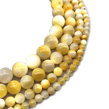 Veľkoobchod Prírodné Shell Perly Zlato Lesklé Textúry Voľné Korálky 6 8 10 12 MM Nosenie DIY Náramok, Náhrdelník Pre Šperky Robiť
