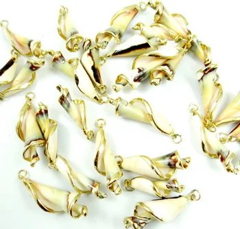 Veľkoobchod Roztomilý Zlato rim tichom conch shell Prívesok Náhrdelník Ženy Móda Kúzlo, Šperky, Doplnky, Takže šperky 5 ks E31