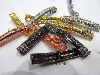 Veľkoobchod bling kovovou podložkou bar stĺpec tubalar striebro, zlato, ružové zlato čierna sortiment s české krištáľové šperky 9x40mm 100ks