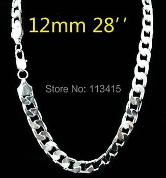 Veľkoobchod kvalitné Strieborné pozlátené módne 12 mm 28 inch dlhé pánske retiazky Náhrdelníky pre mužov,hot predaj mužov náhrdelník šperky