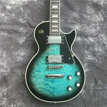 Veľkoobchod továreň na mieru blue elektrická gitara a Qui stitched javorový top gitara (s striebro hardvér) môžete prispôsobiť akejkoľvek st