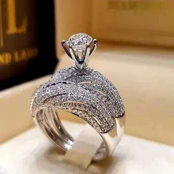 Veľkosť 5-12 Ručne Vyrábané Šperky Dámske White Sapphire 925 Silver Ring