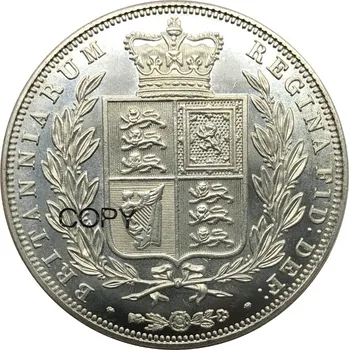 Veľká Británia 1/2 Crown Victoria 1839 Cupronickel Pozlátené Striebro Kópie Mincí