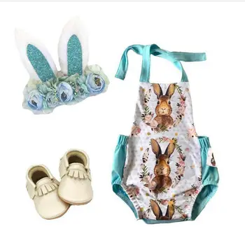 Veľká Noc Bunny Jeden Kúskov Oblečenia Novorodenca Deti, Baby, Dievčatá, Potápačské Jumpsuit Oblek Nastaviť