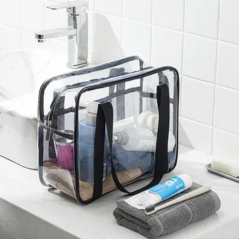 Veľká-kapacita Transparentné Wash Bag PVC Kabelka Skladovanie Kozmetická Taška Sprcha Taška Nepremokavé Cestovné Skladovanie Taška