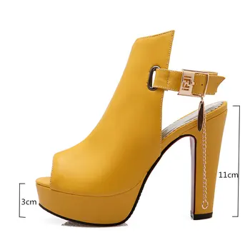 Veľká veľkosť 48 Žien Gladiator Sandále Značky Dizajn Otvorené Prst Platformu Letné Topánky Žena, Žlté, Biele vysoké podpätky Strany Čerpadlá Topánky