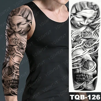 Veľké Arm Tattoo Rukáv Bohov Zeus Lightning Pekla Nepremokavé Dočasné Tatto Nálepky Poseidon Medveď Body Art Full Falošné Tetovanie Mužov