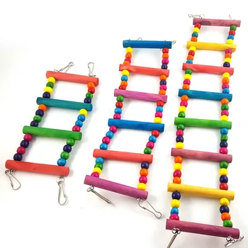 Veľké a stredné malý papagáj dodávky Lezenie rebríky Swing Drevené korálky Gnawing hračky klietku mäkké Most Stanice bar