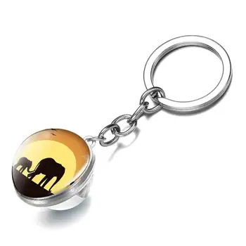 Viaceré Štýly Slon Kľúča Držiteľa Double Strane Slon Prívesok sklenenú Guľu Keyrings Keychains Taška Deň Detí Šperky
